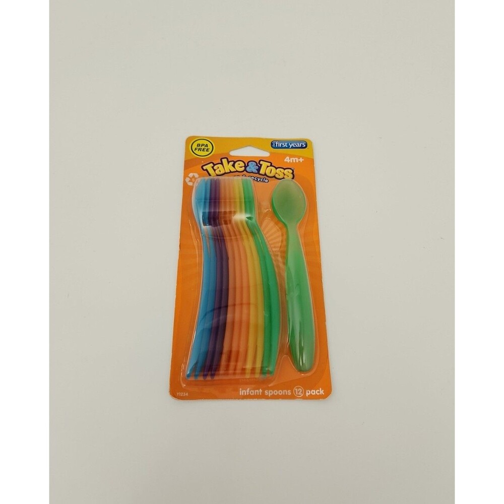 1 Pack The First Years Take & Toss Infant Spoons, Assorted Colors, 12 Ct New